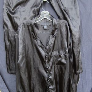 Black Silk Blend Pajama Shirt and Pants